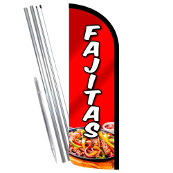 Fajitas Premium Windless Feather Flag Bundle (Complete Kit) OR Optional Replacement Flag Only