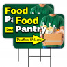 Food Pantry 2 Pack Double-Sided Yard Signs 16" x 24" with Metal Stakes (Made in Texas)