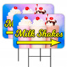 Milk Shakes 2 Pack Double-Sided Yard Signs 16" x 24" with Metal Stakes (Made in Texas)