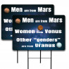 Men are from Mars 2 Pack Double-Sided Yard Signs 16" x 24" with Metal Stakes (Made in Texas)