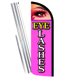 Eyelashes Premium Windless Feather Flag Bundle (Complete Kit) OR Optional Replacement Flag Only