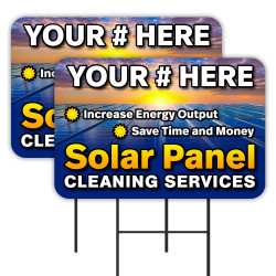 Solar Panel Cleaning Services - Customizable Phone Number 2 Pack Double-Sided Yard Signs