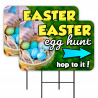 Easter Egg Hunt 2 Pack Double-Sided Yard Signs 16" x 24" with Metal Stakes (Made in Texas)
