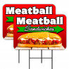 Meatball Sandwiches 2 Pack Double-Sided Yard Signs 16" x 24" with Metal Stakes (Made in Texas)