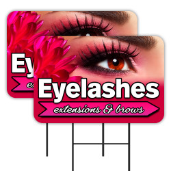 Eyelashes 2 Pack Double-Sided Yard Signs 16" x 24" with Metal Stakes (Made in Texas)
