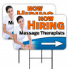 Now Hiring Massage Therapists 2 Pack Double-Sided Yard Signs 16" x 24" with Metal Stakes (Made in Texas)
