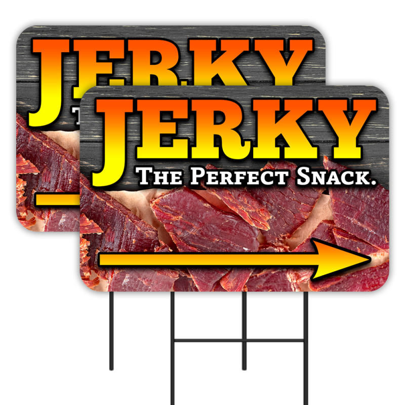 Jerky 2 Pack Double-Sided Yard Signs 16" x 24" with Metal Stakes (Made in Texas)
