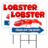 Lobster 2 Pack Double-Sided Yard Signs 16" x 24" with Metal Stakes (Made in Texas)