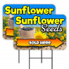 Sunflower Seeds 2 Pack Double-Sided Yard Signs 16" x 24" with Metal Stakes (Made in Texas)