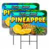 Pineapple 2 Pack Double-Sided Yard Signs 16" x 24" with Metal Stakes (Made in Texas)