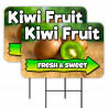 Kiwi Fruit 2 Pack Double-Sided Yard Signs 16" x 24" with Metal Stakes (Made in Texas)