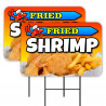 Fried Shrimp 2 Pack Double-Sided Yard Signs 16" x 24" with Metal Stakes (Made in Texas)