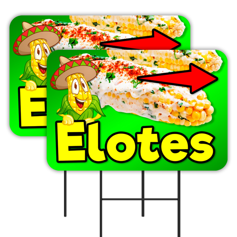 Elotes 2 Pack Double-Sided Yard Signs 16" x 24" with Metal Stakes (Made in Texas)