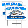 Blue Crabs 2 Pack Double-Sided Yard Signs 16" x 24" with Metal Stakes (Made in Texas)