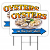 OYSTERS 2 Pack Double-Sided Yard Signs 16" x 24" with Metal Stakes (Made in Texas)