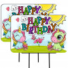 HAPPY BIRTHDAY 2 Pack Double-Sided Yard Signs 16" x 24" with Metal Stakes (Made in Texas)