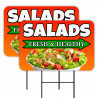 Salads 2 Pack Double-Sided Yard Signs 16" x 24" with Metal Stakes (Made in Texas)