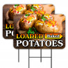 Loaded Baked Potatoes 2 Pack Double-Sided Yard Signs 16" x 24" with Metal Stakes (Made in Texas)