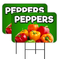 PEPPERS 2 Pack Double-Sided Yard Signs 16" x 24" with Metal Stakes (Made in Texas)