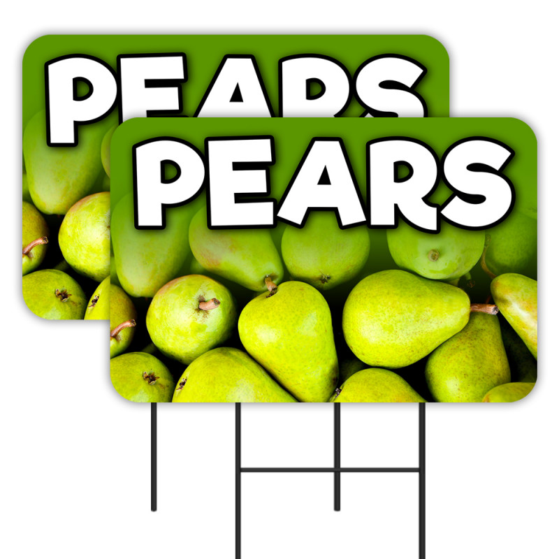 PEARS 2 Pack Double-Sided Yard Signs 16" x 24" with Metal Stakes (Made in Texas)