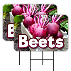 Beets 2 Pack Double-Sided Yard Signs 16" x 24" with Metal Stakes (Made in Texas)