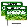 Micro Greens 2 Pack Double-Sided Yard Signs 16" x 24" with Metal Stakes (Made in Texas)