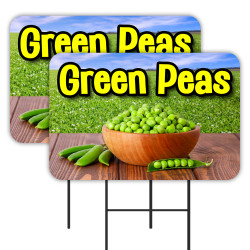 Green Peas 2 Pack Double-Sided Yard Signs 16" x 24" with Metal Stakes (Made in Texas)