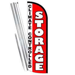 STORAGE Climate Controlled (Red) Premium Windless Feather Flag Bundle (Complete Kit) OR Optional Replacement Flag Only