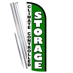 STORAGE Climate Controlled (Green) Premium Windless Feather Flag Bundle (Complete Kit) OR Optional Replacement Flag Only