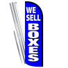 WE SELL BOXES (Blue) Premium Windless Feather Flag Bundle (Complete Kit) OR Optional Replacement Flag Only