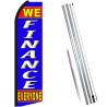 WE FINANCE EVERYONE (Red/Blue) Flutter Feather Flag Bundle (11.5' Tall Flag, 15' Tall Flagpole, Ground Mount Stake)