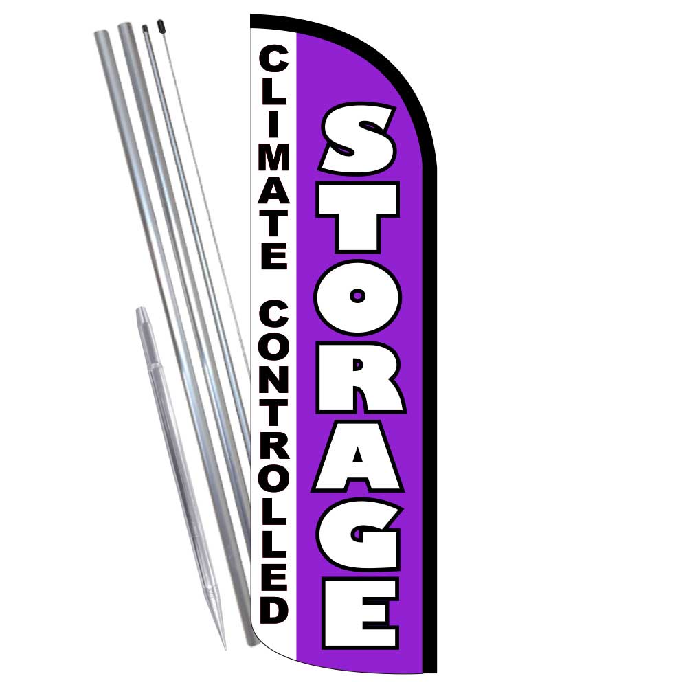 STORAGE Climate Controlled (Purple) Premium Windless Feather Flag Bundle (Comple