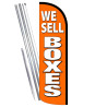 WE SELL BOXES (Orange) Premium Windless Feather Flag Bundle (Complete Kit) OR Optional Replacement Flag Only