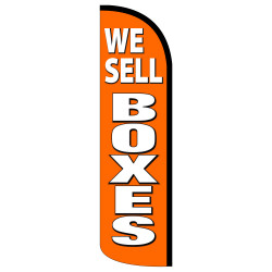 WE SELL BOXES (Orange) Premium Windless Feather Flag Bundle (Complete Kit) OR Optional Replacement Flag Only