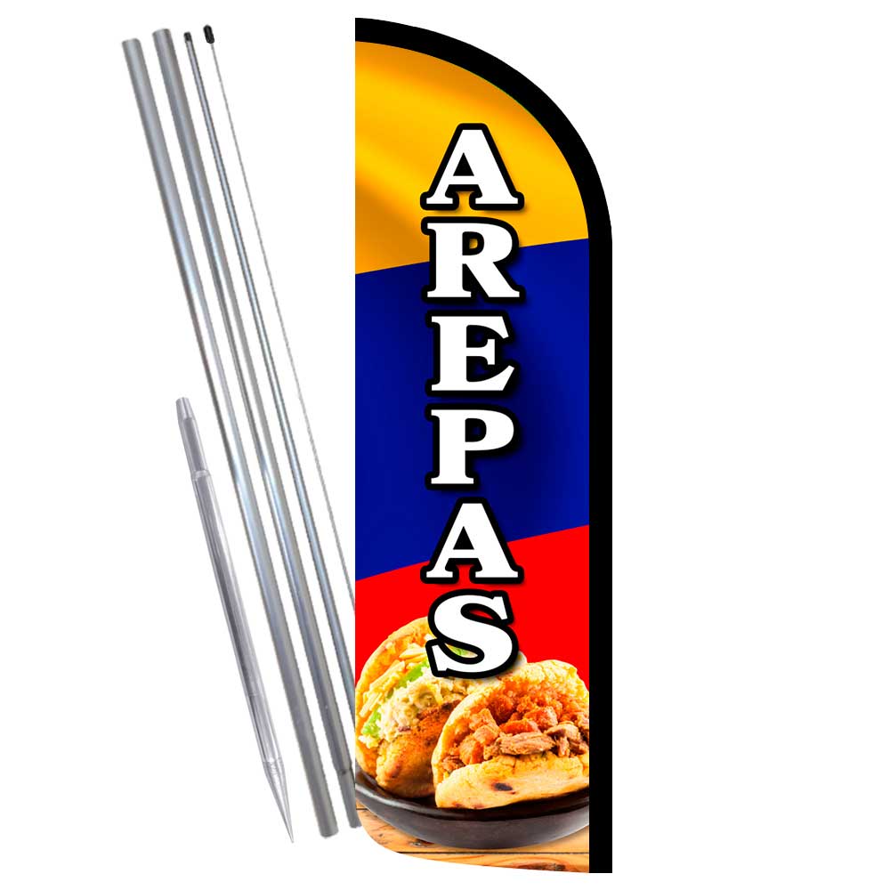 Arepas Premium Windless Feather Flag Bundle (Complete Kit) OR Optional Replaceme