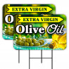 Olive Oil 2 Pack Double-Sided Yard Signs 16" x 24" with Metal Stakes (Made in Texas)
