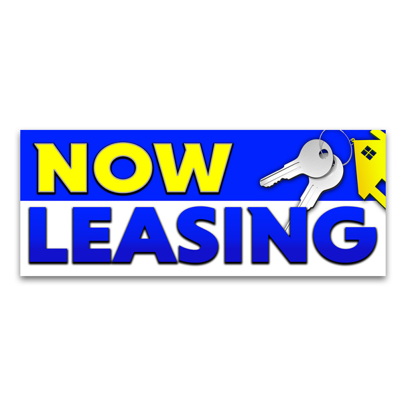 Now Leasing Vinyl Banner with Optional Sizes (Made in the USA)