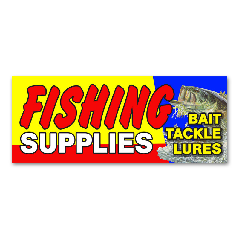 Fishing Supplies Vinyl Banner 5 Feet Wide by 2 Feet Tall
