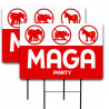 MAGA Party 2 Pack Double-Sided Yard Signs 16" x 24" with Metal Stakes (Made in Texas)
