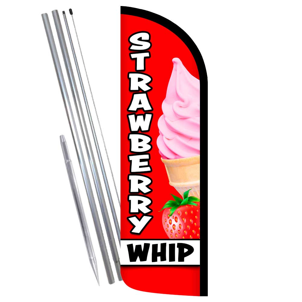 Strawberry Whip Premium Windless Feather Flag Bundle (Complete Kit) OR Optional