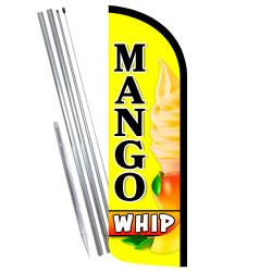 Mango Whip Premium Windless Feather Flag Bundle (Complete Kit) OR Optional Replacement Flag Only