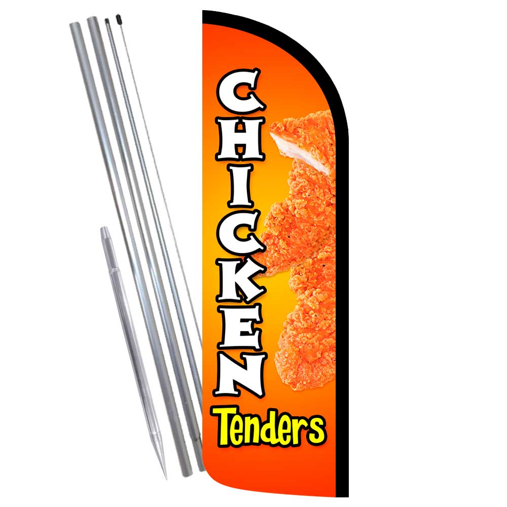 Chicken Tenders Premium Windless Feather Flag Bundle (Complete Kit) OR Optional