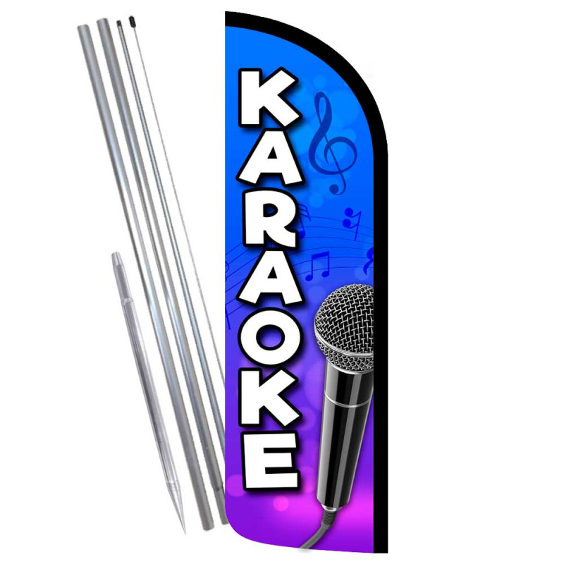 Karaoke Premium Windless Feather Flag Bundle (Complete Kit) OR