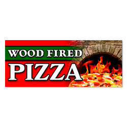 Wood Fired Pizza Vinyl Banner with Optional Sizes (Made in the USA)