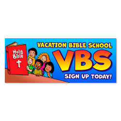 VBS Vacation Bible School Vinyl Banner with Optional Sizes (Made in the USA)
