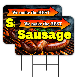 Sausage 2 Pack Double-Sided Yard Signs 16" x 24" with Metal Stakes (Made in Texas)