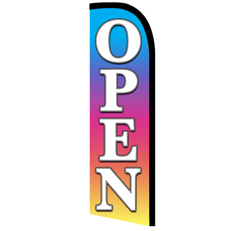 Open (Multicolor) Premium Windless Polyknit Feather Flag (3 x 11.5 feet), Flag ONLY (11.5' Tall x 3' Wide) Open (Multicolor) Premium Windless Polyknit Feather Flag (3 x 11.5 feet), Flag ONLY (11.5' Tall x 3' Wide)