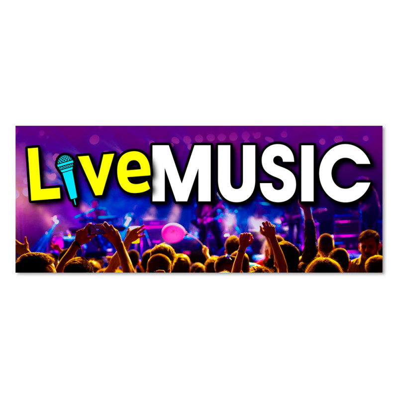 Live Music Vinyl Banner with Optional Sizes (Made in the USA)