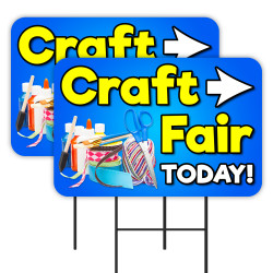 Craft Fair Today 2 Pack Double-Sided Yard Signs 16" x 24" with Metal Stakes (Made in Texas)