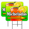Micheladas 2 Pack Double-Sided Yard Signs 16" x 24" with Metal Stakes (Made in Texas)